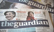 Light shining on copies of The Guardian newspaper, a publication which is regarded to matt...