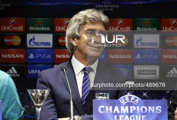 17 March- BARCELONA SPAIN: Manuel Luis Pellegrini in the press conferente before the match of the Champions League against FC Barcelona, hel...