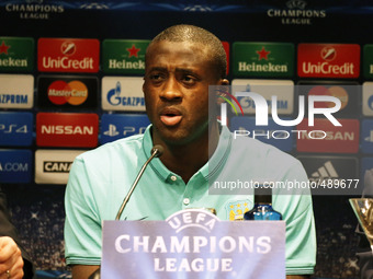 17 March- BARCELONA SPAIN: Yaya Toure in the press conferente before the match of the Champions League against FC Barcelona, held in the Hot...