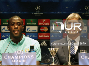 17 March- BARCELONA SPAIN: Manuel Luis Pellegrin and Yaya Tourei in the press conferente before the match of the Champions League against FC...