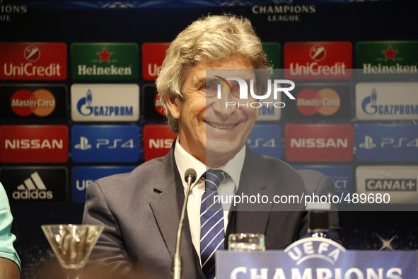 17 March- BARCELONA SPAIN: Manuel Luis Pellegrini in the press conferente before the match of the Champions League against FC Barcelona, hel...