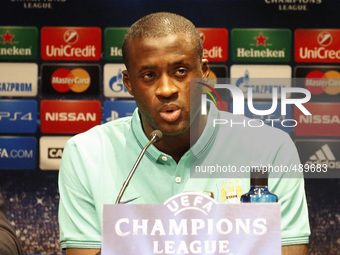 17 March- BARCELONA SPAIN: Yaya Toure in the press conferente before the match of the Champions League against FC Barcelona, held in the Hot...