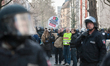 Demonstrators during a demonstration organized by the Blockupy movement to protest against...