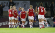 Kim Little of Arsenal celebrates her goalduring UEFA Women's Champion League Round 32 2n...