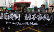 Taiwan citizens supporting Hong kong Protester by holding different banners, flags and pla...