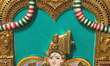 Detail of a decorative artistic display featuring images of various Hindu Gods and Goddess...