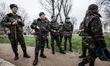 March 8th, 2014. Ukrainian soldiers at the Airforce base in Belbek fear attacks from alleg...