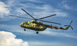 Helicopter Mi-8 of the Ukrainian National Guard fly during the tactical-special drills of...