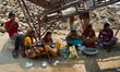A group of workers is enjoying their lunch during a break in a Stone Crashing Plant in Syl...