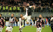 Gonzalo Higuain of Juventus celebrate a victory at the end of the Serie A match between of...