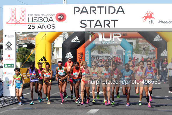 The start of the Female Lisbon Half-Marathon 2015 on the 22th of March, 2015 ( Photo by Pedro Fiúza/NurPhoto)