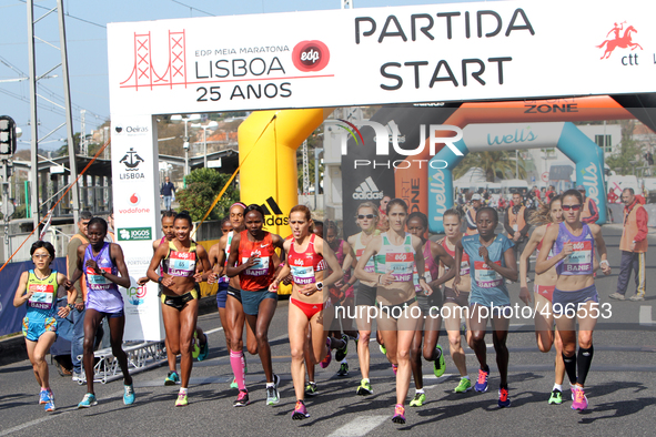 The start of the Female Lisbon Half-Marathon 2015 on the 22th of March, 2015 ( Photo by Pedro Fiúza/NurPhoto)