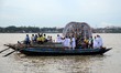 Immersion of  Idol  goddess Durga in the River Ganges on the last day of Durga puja festiv...
