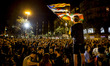 Festive "popular Olympics" with games, sports and flags of Catalonia, Basque Country and G...