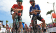 (L-R) Pascal Ackermann of Germany and Team Bora-Hansgrohe and Fernando Gaviria of Colombia...