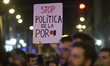 Protesters gather in Via Laietana during a demonstration called the Catalan pro-independen...