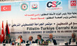 Palestinian Prime Minister Rami Hamdallah (R) opens the Palestinians of the Conference of...