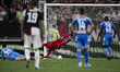 Napoli goalkeeper Alex Meret (1) saved by the pol during the Serie A football match n.2 JU...