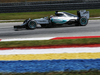 British Lewis Hamilton of  Mercedes AMG Petronas F1 Team in action during second practice session of Malaysian Formula One Grand Prix at Sep...