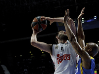 Real Madrid's Spanish player Felipe Reyes during and Maccabi Tel Aviv´s American player Devin Smith  during the Turkish Airlines Euroleague...