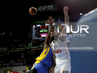 Real Madrid's Greek player Ioannis Bourousis during the Turkish Airlines Euroleague 2014/15 match between Real Madrid and Maccabi Tel Aviv,...