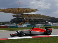 British Will Steven of Manor Marussia F1 Team in action during third practice session of the Malaysian Formula One Grand Prix at Sepang Inte...
