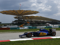 Swedish Marcus Ericsson of Sauber F1 Team in action during third practice session of the Malaysian Formula One Grand Prix at Sepang Internat...
