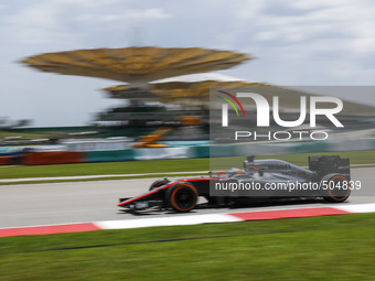Spanish Fernando Alonso of McLaren Honda in action during third practice session of the Malaysian Formula One Grand Prix at Sepang Internati...
