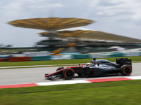 Spanish Fernando Alonso of McLaren Honda in action during third practice session of the Malaysian Formula One Grand Prix at Sepang Internati...