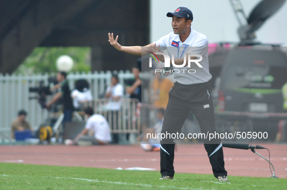 Cambodia Coach Lee Tae Hoon during the AFC U-23 Championship 2016 qualifiers round at Rajamangala Stadium in Bangkok, Thailand on March 29,...