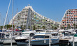 La Grande-Motte, France, August 8, 2019. The Great Pyramid from the port. Built in 1974 an...
