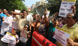 Account holders of the Punjab and Maharashtra Co-operative Bank (PMC Bank) shouts slogans...