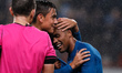 Douglas Costa (R) of Juventus celebrates his goal with Paulo Dybala (C) during the UEFA Ch...