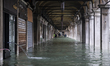 The Porticos of Piazza San Marco, submerged by the violent flood that hit the city, Venice...