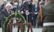 The laying of a wreath by the Irish President Michael D. Higgins during the solemn ceremon...