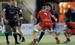  Sam Lockwood of Newcastle Falcons looks to take on Joe Batley of Hartpury University RFC...