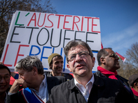Jean Luc Melanchon during a protest as part of a national mobilization against the government's austerity measures and for alternatives refo...