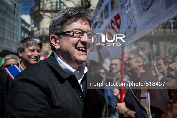 Jean Luc Melanchon  during a protest as part of a national mobilization against the government's austerity measures and for alternatives ref...