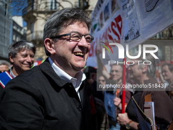 Jean Luc Melanchon  during a protest as part of a national mobilization against the government's austerity measures and for alternatives ref...