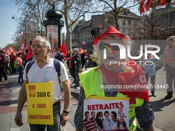 retired people during the demonstration during a protest as part of a national mobilization against the government's austerity measures and...