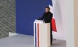 France's President Emmanuel Macron speaks during a tribute ceremony on December 2, 2019 at...