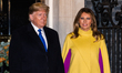 US President Donald Trump and First Lady Melania Trump arrive at 10 Downing Street to atte...