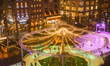 A view of the illuminated Christmas market and  Ice Rink at the city center  In Dusseldorf...