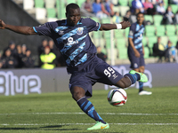 Porto's Cameroonian forward Vincent Aboubakar kicks the ball during the Premier League 2014/15 match between Rio Ave FC and FC Porto at Rio...