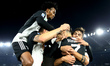 Cristiano Ronaldo of Juventus celebrates with Paulo Dybala, Juan Cuadrado and Leonardo Bon...
