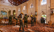 Sri Lankan military officers conduct inspections inside  the St. Sebastian’s church where...