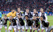 Players of Juventus Turin looks on prior to the UEFA Champions League Group D match betwee...