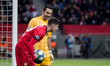 Kai Havertz of Leverkusen and Gianluigi Buffon of Juventus Turin during the UEFA Champions...
