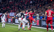Lucas Alario of Leverkusen and Daniele Rugani and Adrien Rabiot of Juventus Turin during t...