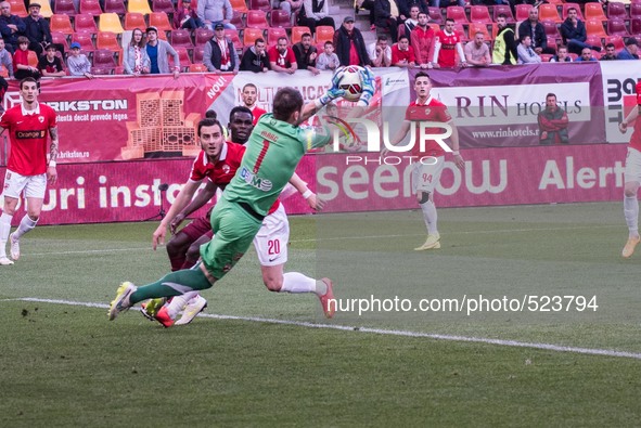 April 11, 2015: Traian Marc #1 of Dinamo Bucharest  in action during the Liga I game between  FC Dinamo Bucharest ROU and FC Rapid Bucharest...